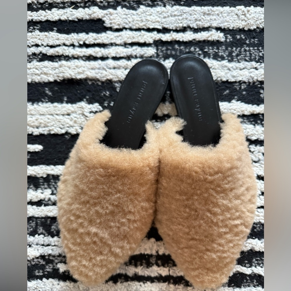 Jenni Kayne Shearling Furry Tan Mules size 38